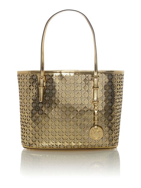 michael kors gold gloss purse|gold Michael Kors tote bag.